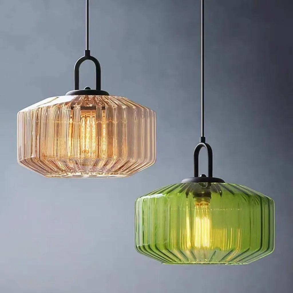Modern simplicity stained glass chandelier with amber warm light, 220V ceiling fixture