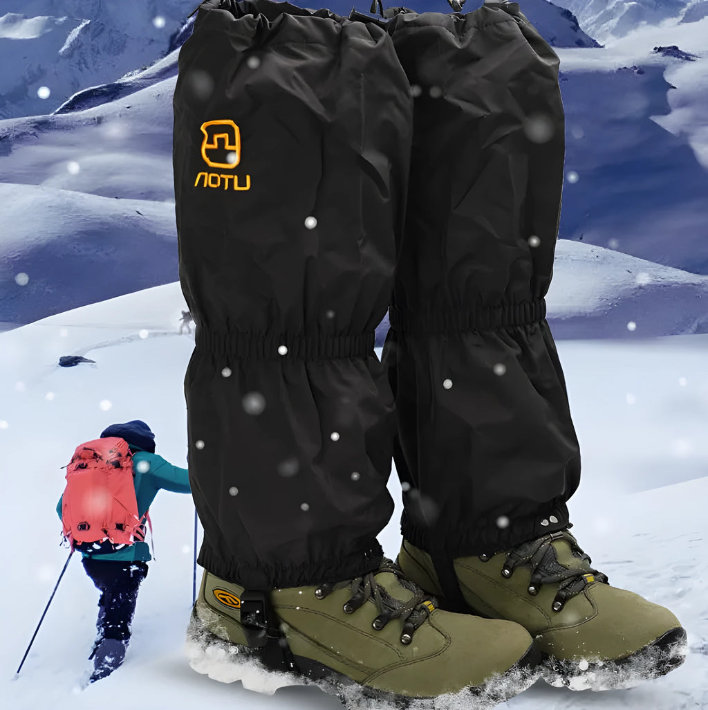 Unisex black 210D Oxford fabric gaiters for skiing and hiking leg protection with LOGO option