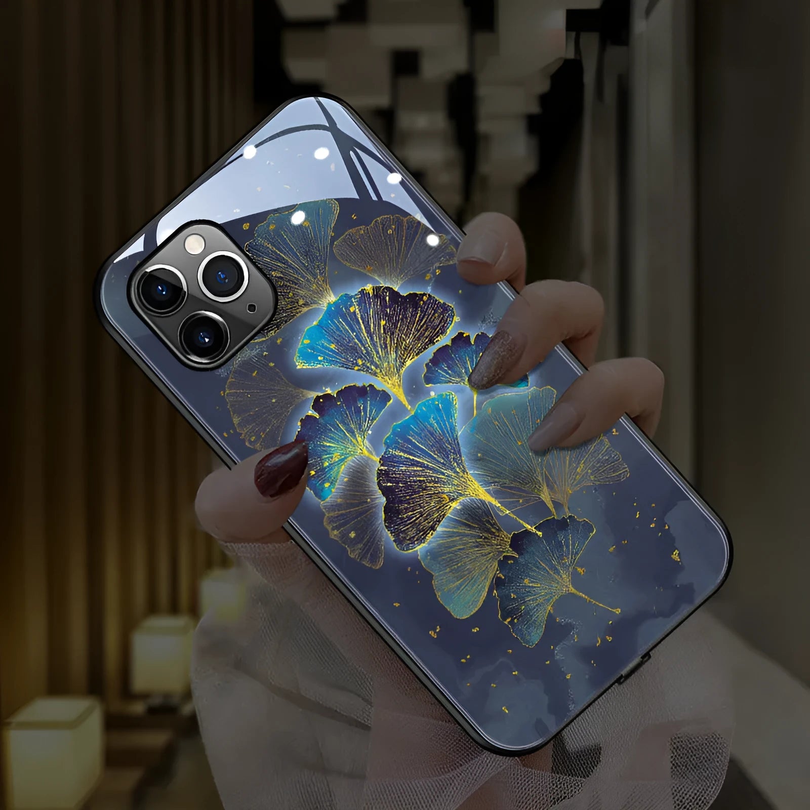 Tide Phone Case Glow tempered glass back cover in starry sky colour for iPhone