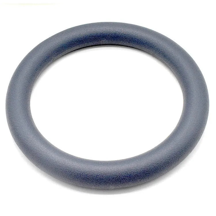 Black silicone coated iron exercise hoop 32cm diameter 4.5kg on indoor floor