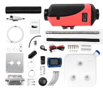 Diesel air heater kit with fuel tank and components for vehicle installation