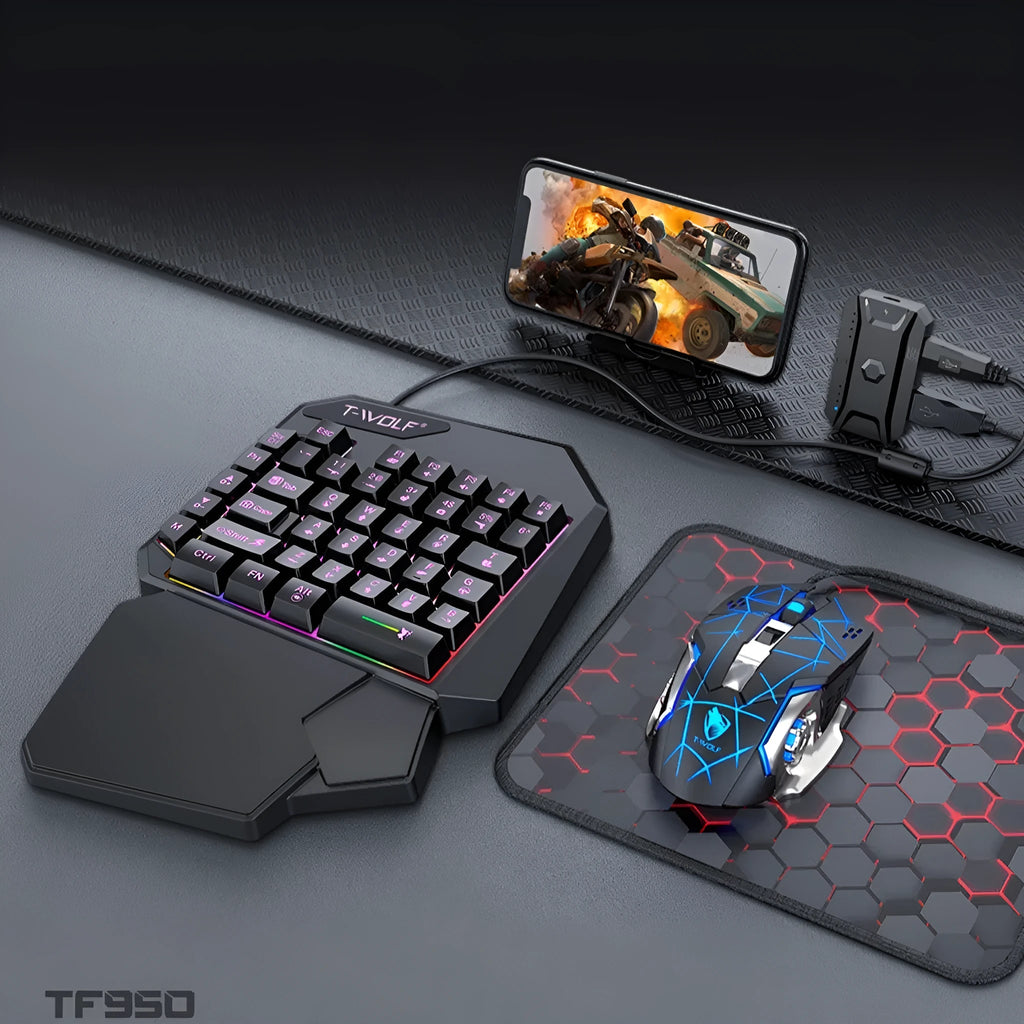 Lei Lang TF900 single hand mouse keyboard suit with plastic construction and 1.5m cable