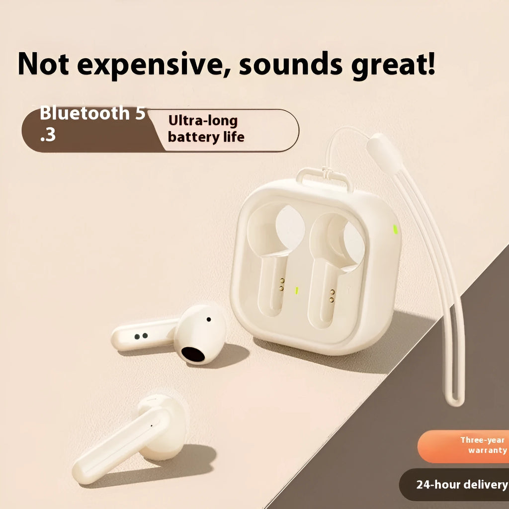 H19 private model mini wireless Bluetooth earbuds in black with noise reduction and charging case