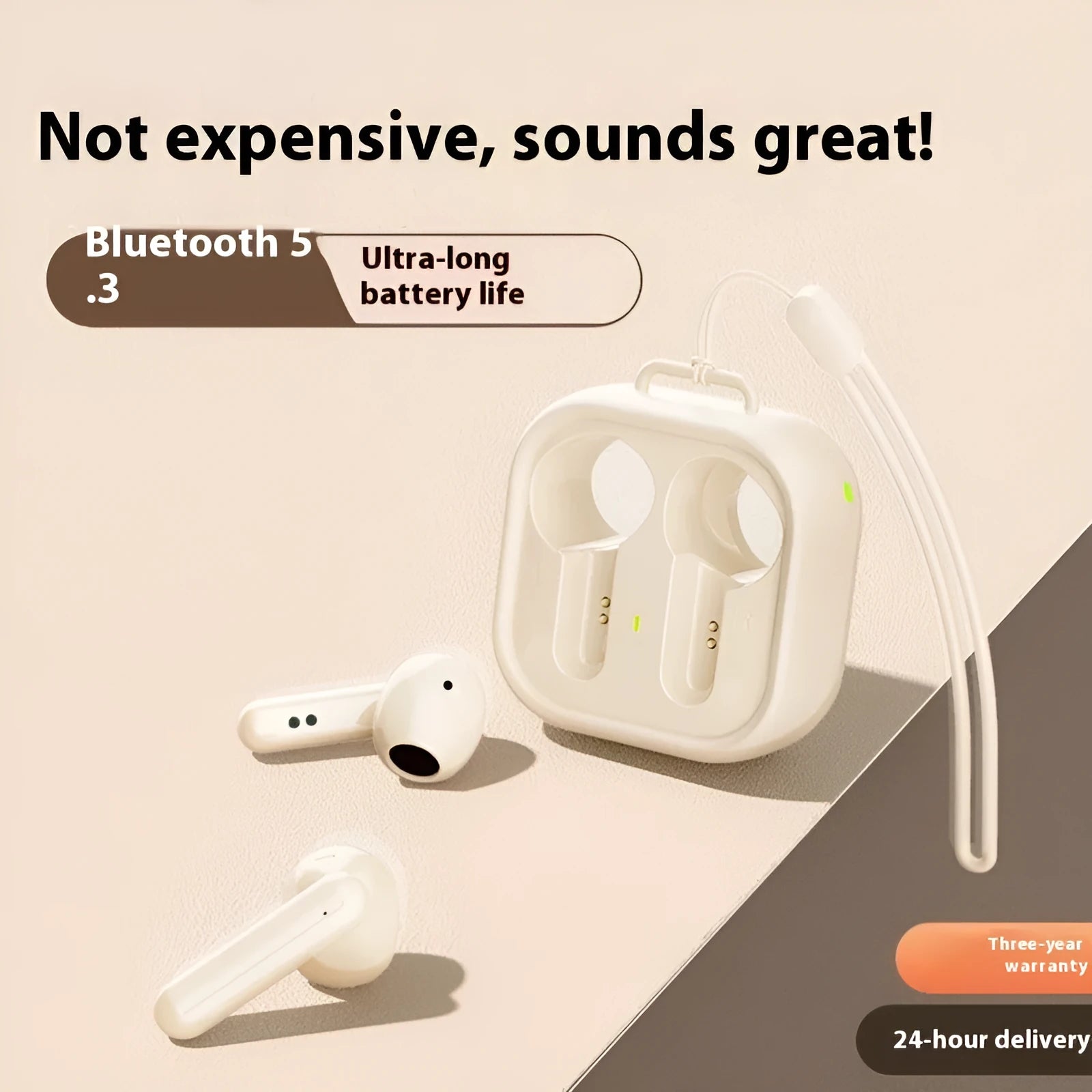 H19 private model mini wireless Bluetooth earbuds in black with noise reduction and charging case