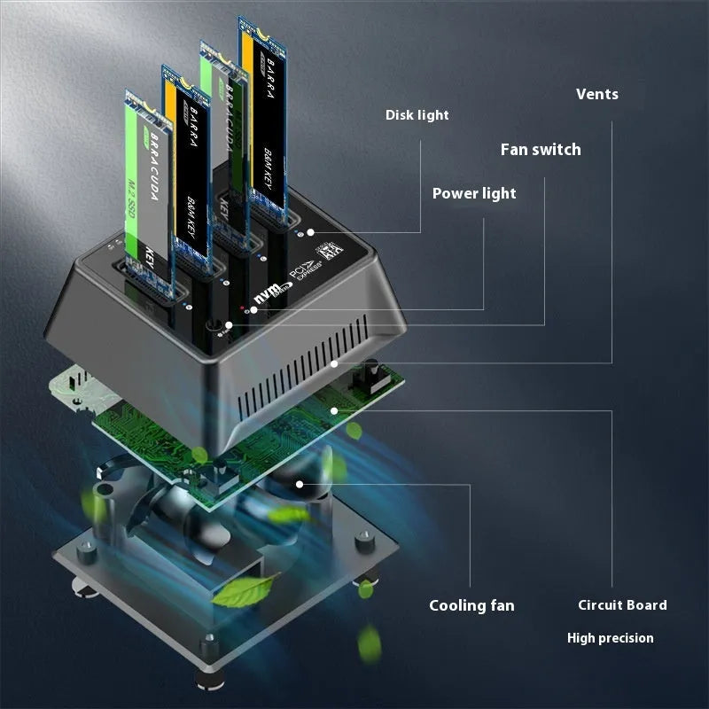 M.2 dual protocol SSD base with aluminium alloy construction and K30174P2 colour finish