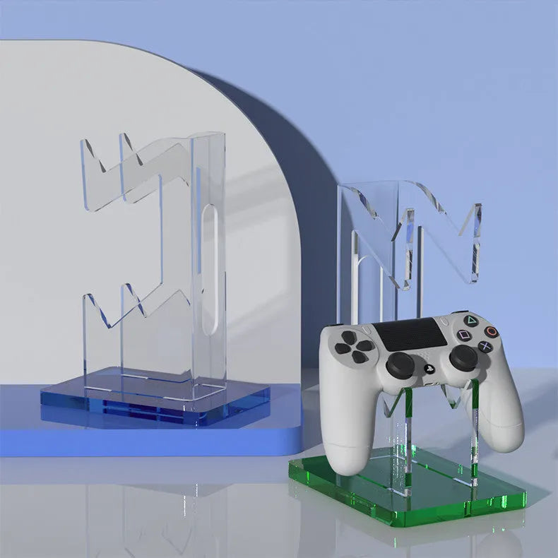 Universal controller hanger display rack in black double layer on a desktop