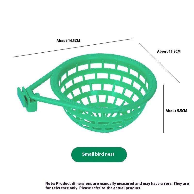 Plastic bird nest in green, split design for easy cleaning, suitable for small birds