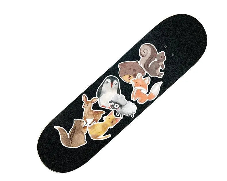 36 retro beach theme stickers with surfing and travel designs in sizes 6cm to 10cm