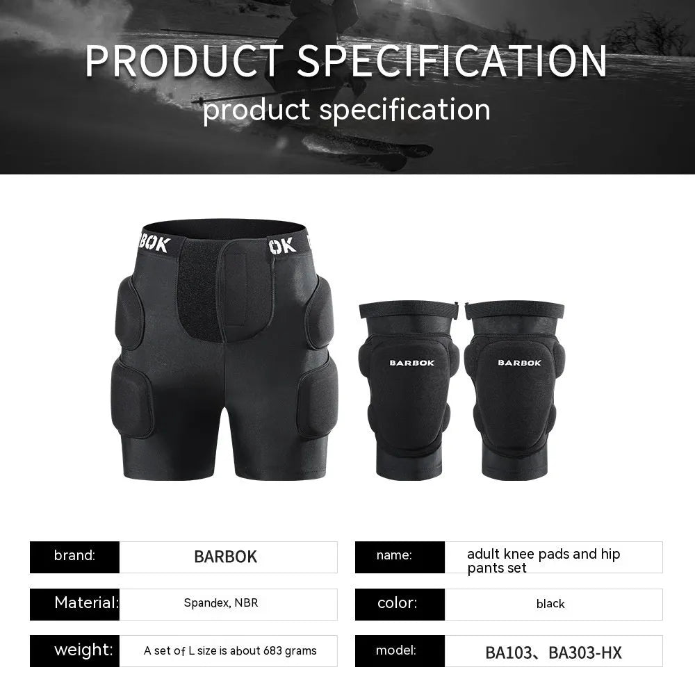 Black adult skating hip protection pad made of spandex and NBR foam on a grey background.