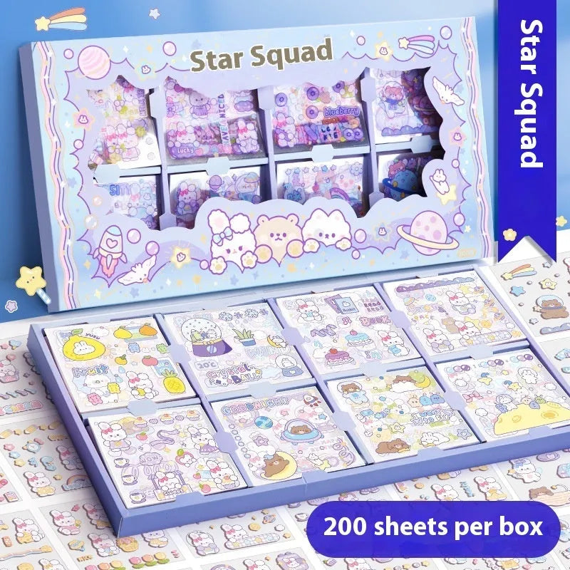 Children's sticker collection notebook with five cute theme packs for creative organisation