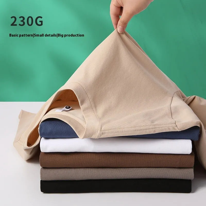 Heavy 230g cotton blend drop shoulder T-shirt in loose fit, shown in a solid colour.