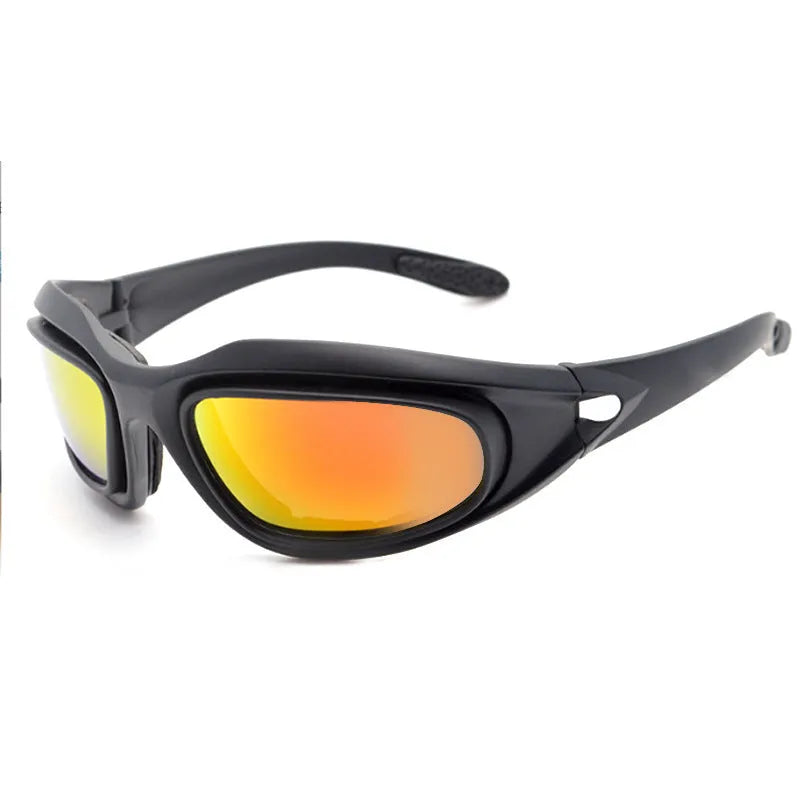 Tactical polarized sunglasses for cycling with full rim sports frame and dustproof protection