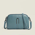 Square horizontal genuine leather women's shoulder bag in dark khaki colour.