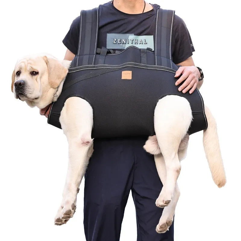 Black Oxford cloth dog backpack in XL, 2XL, 3XL sizes for medium large dogs
