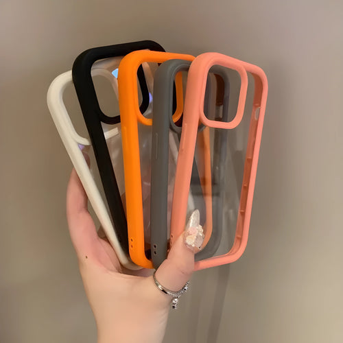 Advanced solid colour transparent drop-resistant acrylic phone case for Apple iPhone showing black edge design