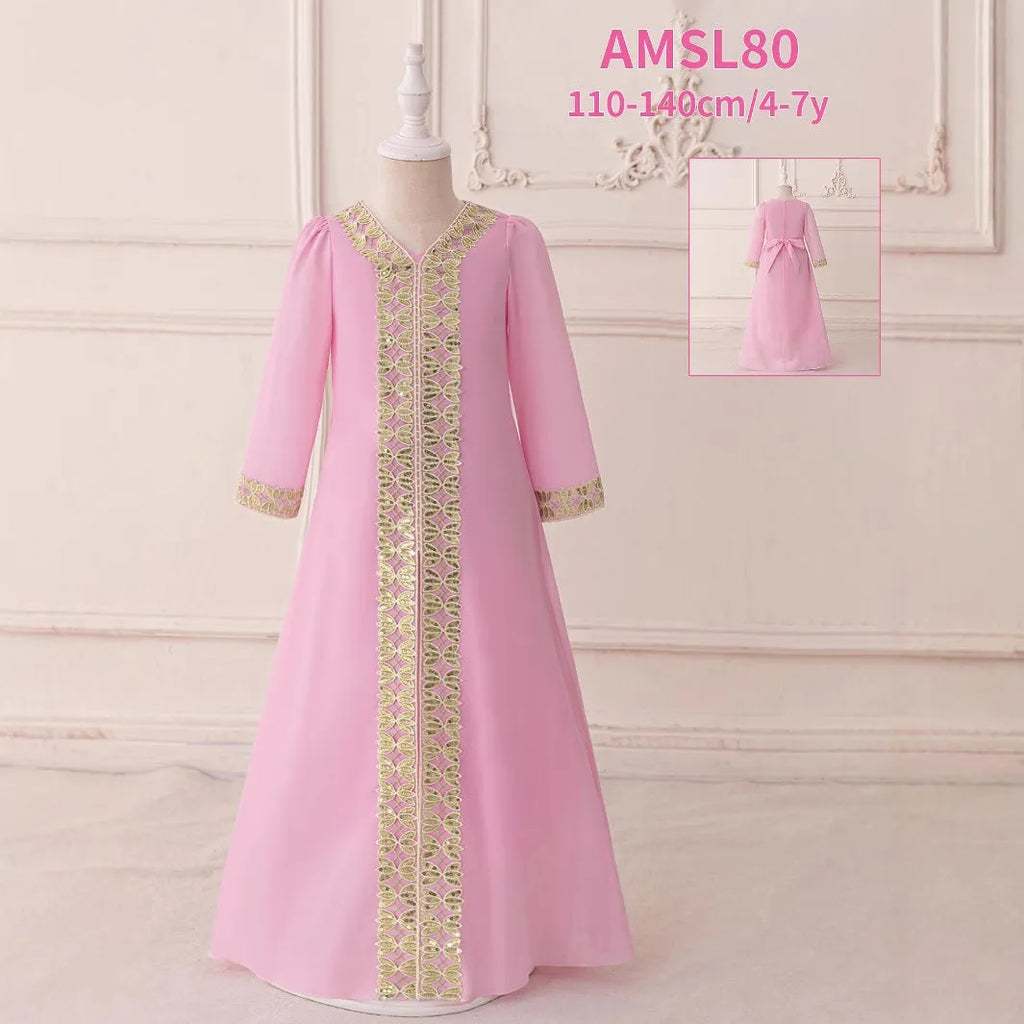 Girls chiffon moose dress in AMSL80 pink for 110-140cm height polyester fibre