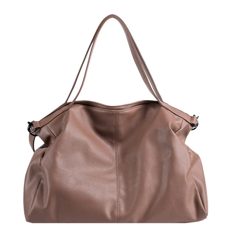 Large soft PU messenger bag in horizontal square shape with adjustable shoulder strap