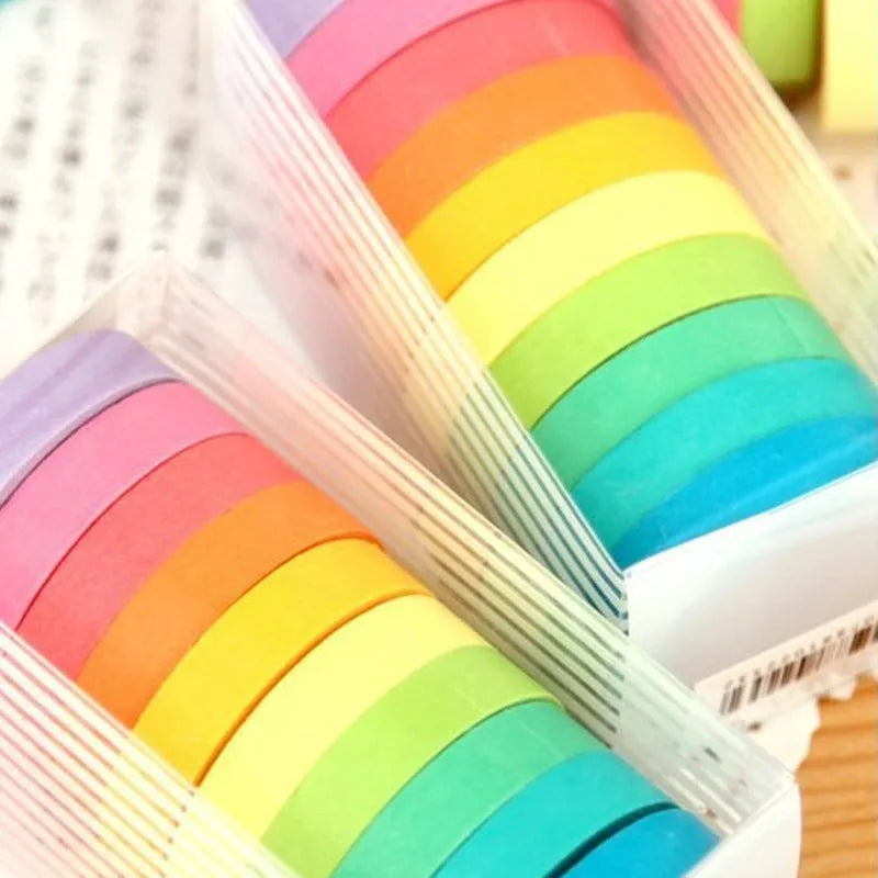 Solid colour candy tape set 10-colour rainbow washi tape rolls 7.5mm width 5m length