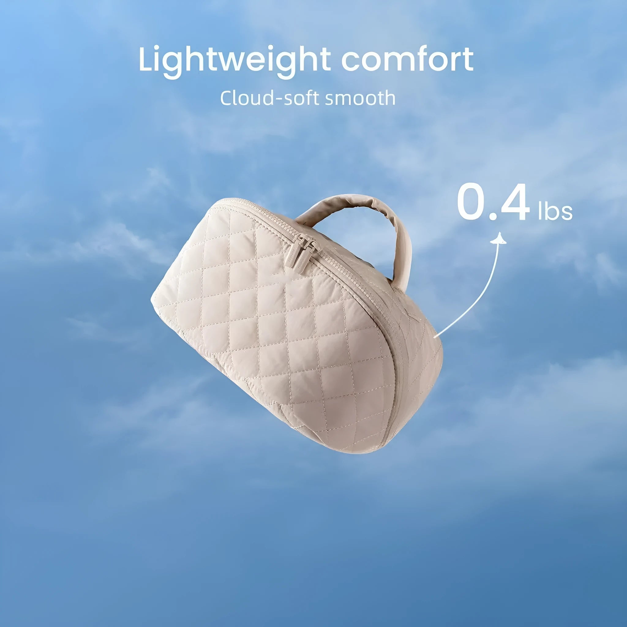 Women's large capacity portable polyester makeup bag in modern simplicity style, beige colour