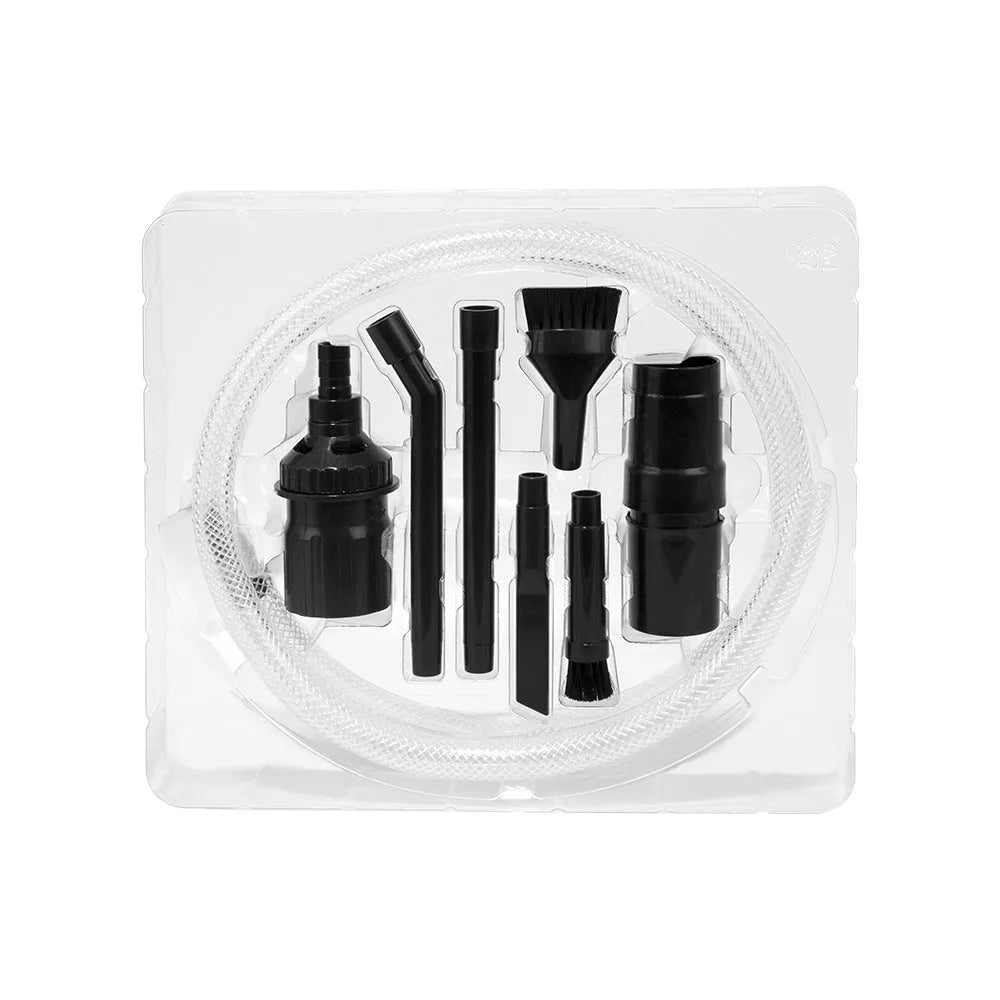 Eight-piece vacuum cleaner nozzle and accessory set for multi-surface cleaning