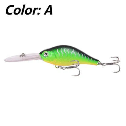 Mino Lure deep diving fishing bait showing 10.5cm length and little fat man profile in multiple colour options