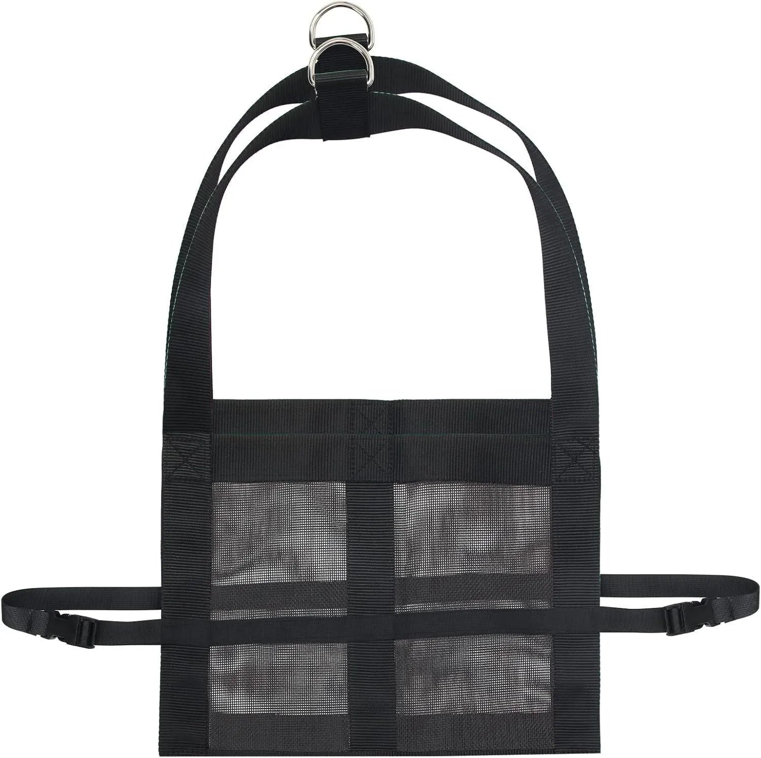 Black heavy-duty animal weighing sling measuring 35cm by 150cm for veterinary and farm use