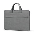 PU leather laptop case for 14 inch laptop in dark gray with zipper closure and soft handle