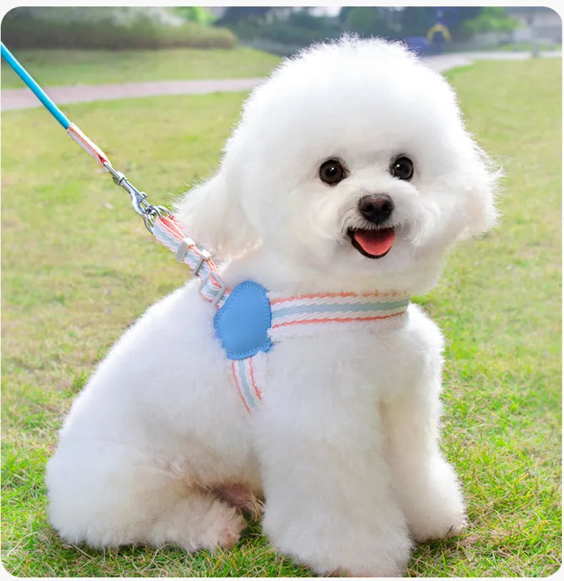 Blue breathable chest vest dog leash for small-medium breeds with 1.5m leash