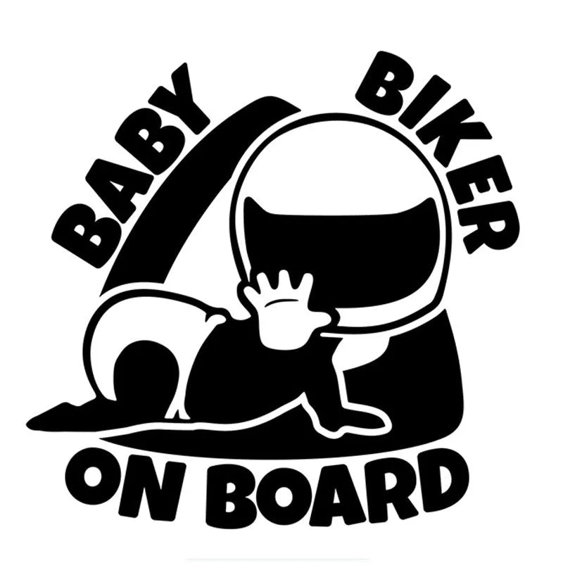 Reflective BABY ON BOARD warning car sticker in black and white colour options