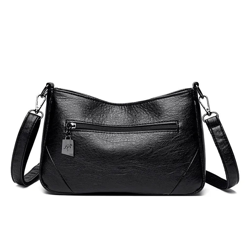 Cross stitching sheepskin small square bag for women in soft leather, available in multiple colours