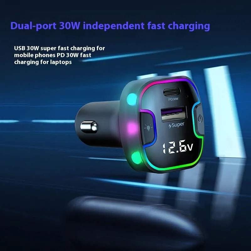 YQ8 black car PD fast charger with five ports for front or rear vehicle installation