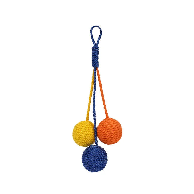 Interactive cat teaser wand with a colourful bite-resistant catnip ball attached