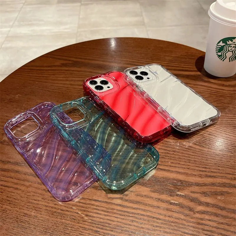 Water ripple transparent silicone phone case for iPhone with drop-resistant and anti-fingerprint protection