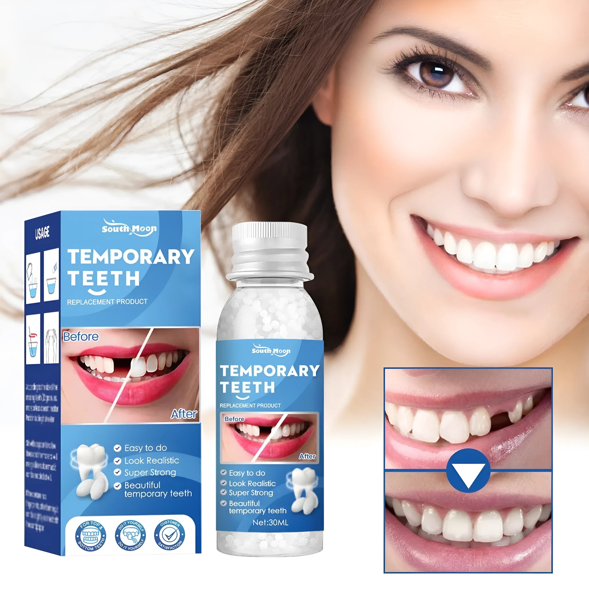 30ml disposable plastic solid teether particles teeth joint filling glue for adult temporary dental repair