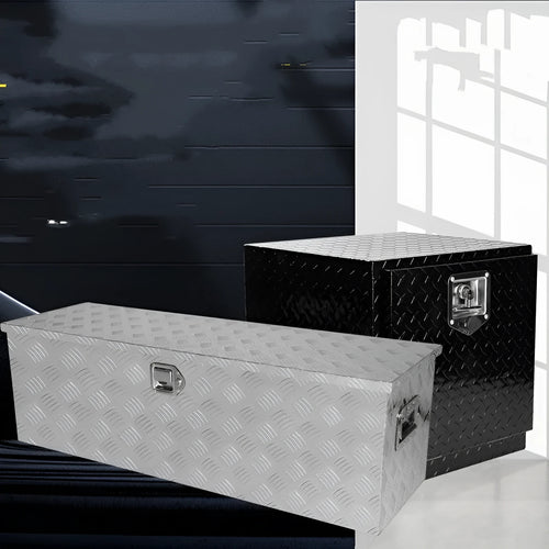 26-inch black aluminium alloy tool case with T-casting construction for professional tool storage