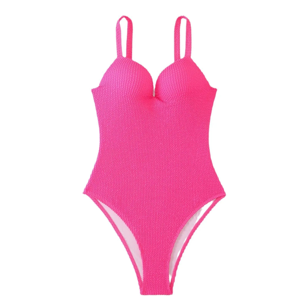 Women's striped one-piece swimsuit in polyester fabric for swimming
