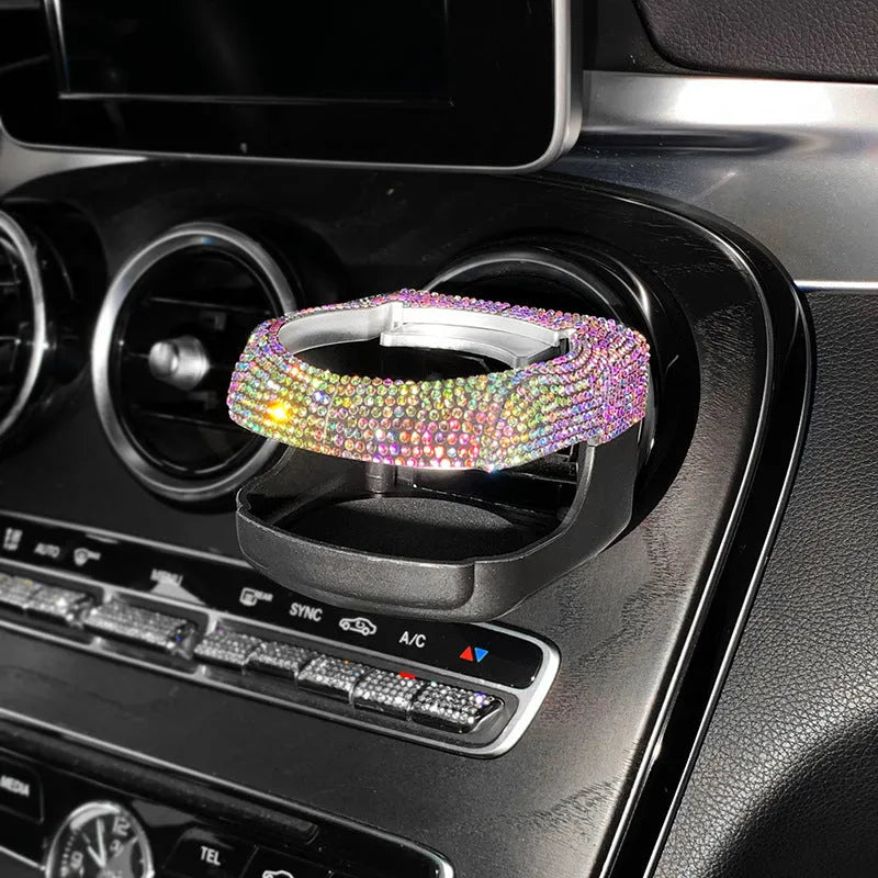 White diamond rhinestone car air vent cup holder and ashtray bracket made of ABS plastic