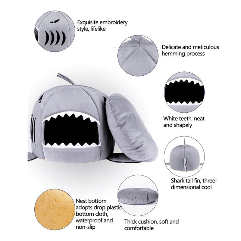 Grey cotton dog house winter warm pet bed cushion with soft sleeping area