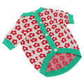 Cartoon-themed wool dog sweater for autumn and winter in rabbit, red pig, strawberry, and flower button designs.