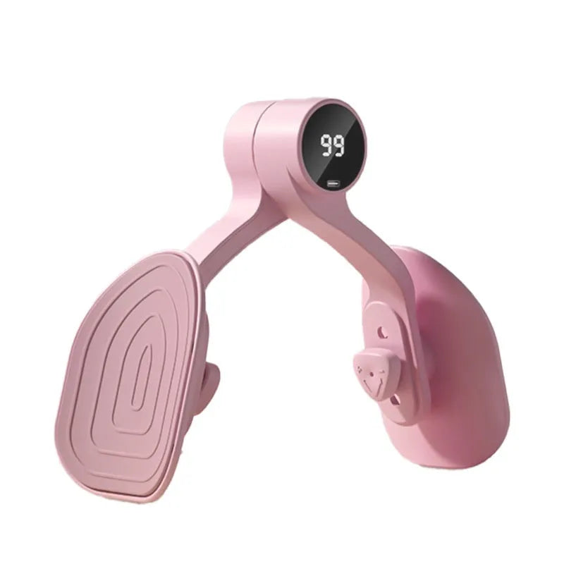 Pink and purple 3-gear pelvic floor muscle trainer with rubber-coated construction for postpartum exercise