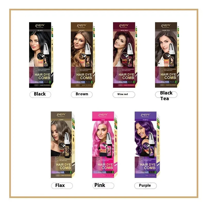 Easy Coloring Comb hair dye in brown, dark brown, and wine red 200ml bottles