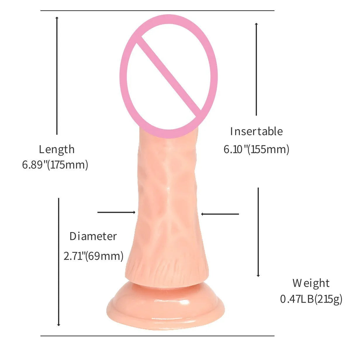 Skin tone bullet-shaped butt plug showing 17.5cm length and 3.5cm diameter dimensions