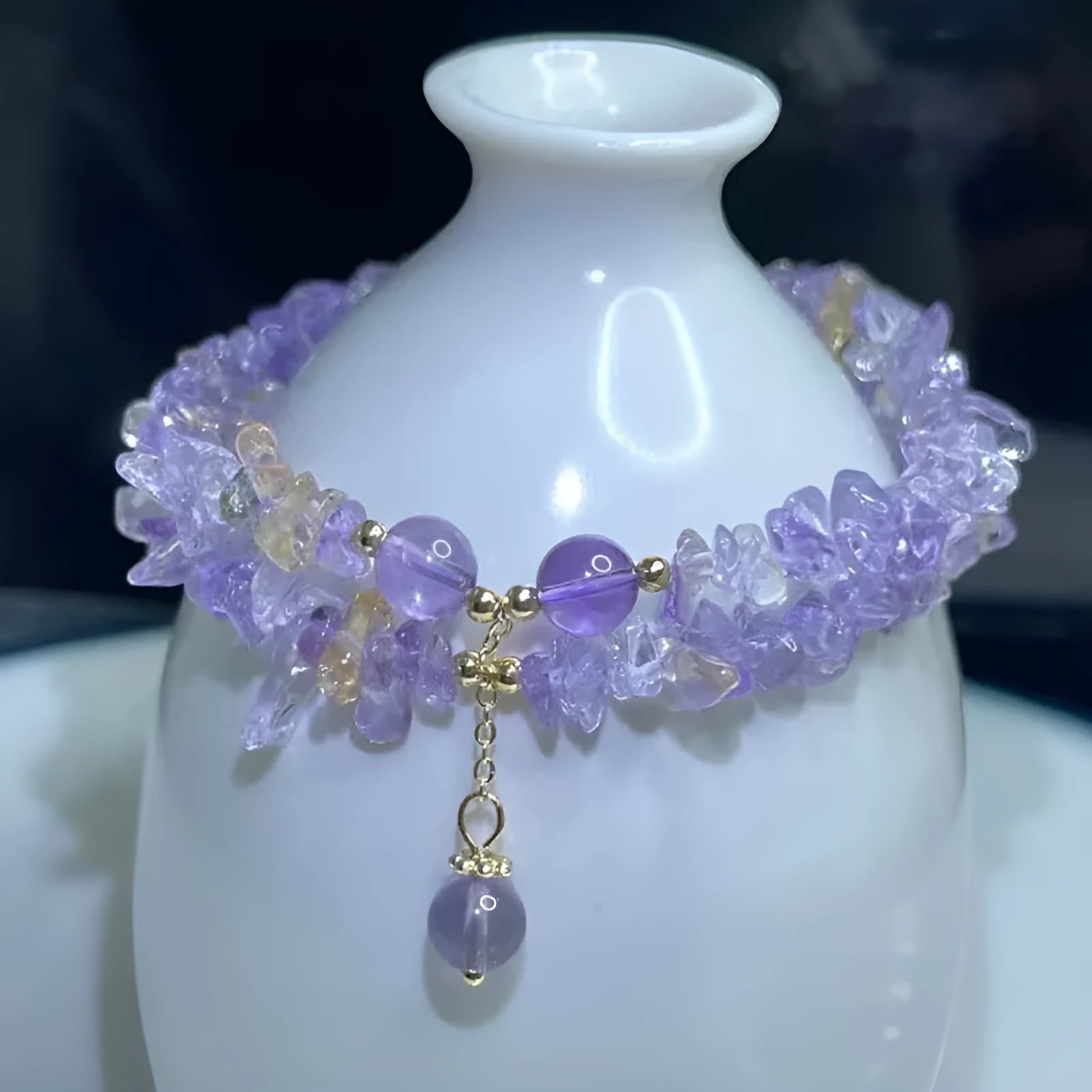 Double row natural ametrine crystal bracelet D178 colour women's jewellery