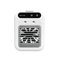 Ivory white portable USB air cooler fan with digital touchscreen display and water tank for room or car use