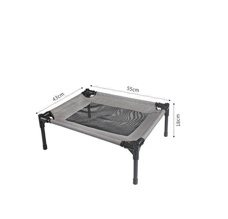 Black outdoor pet dog bed with removable Oxford cloth cover on steel frame