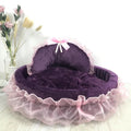 Soft cloth pet bed in pink with raised rim for small dogs and cats, size S 40x45x12 cm