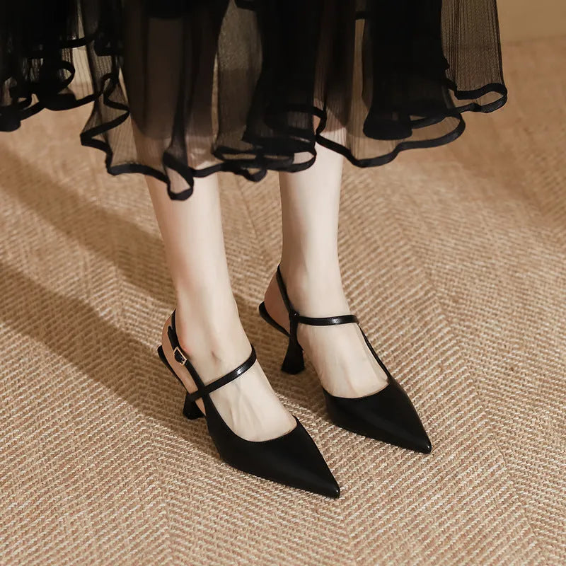 Solid colour women's pointed stiletto heel pumps with imitation sheepskin lining available in apricot brown and black