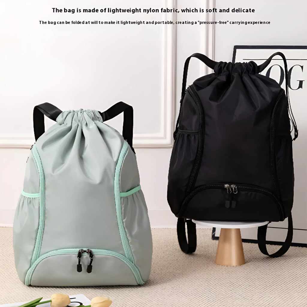 Large cube-style sports backpack drawstring bag in multiple colours with compartments
