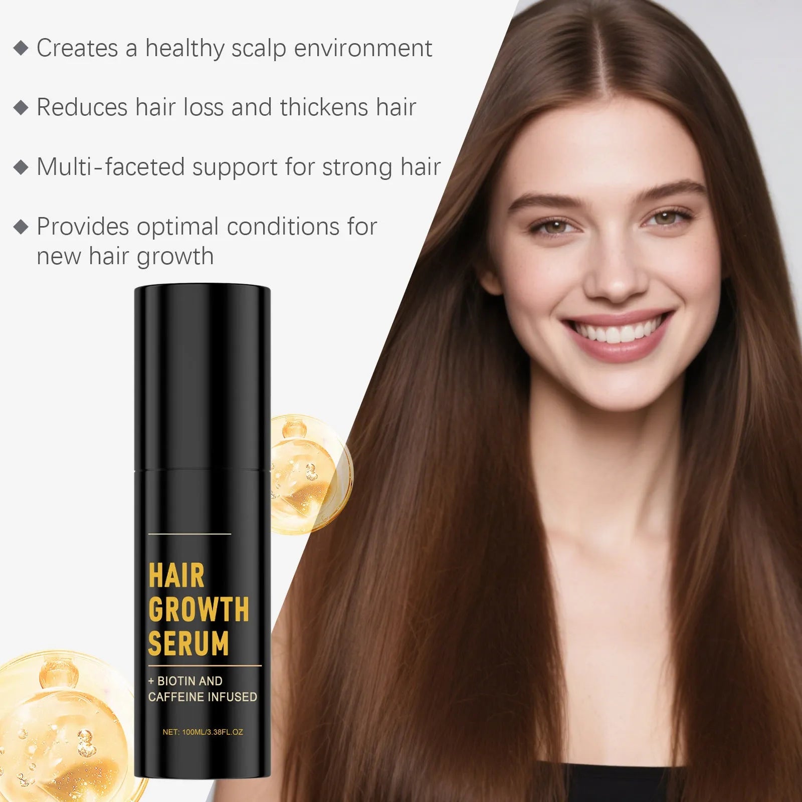 Daily hair nourishing moisturizing spray 100ml bottle with biotin and caffeine formula