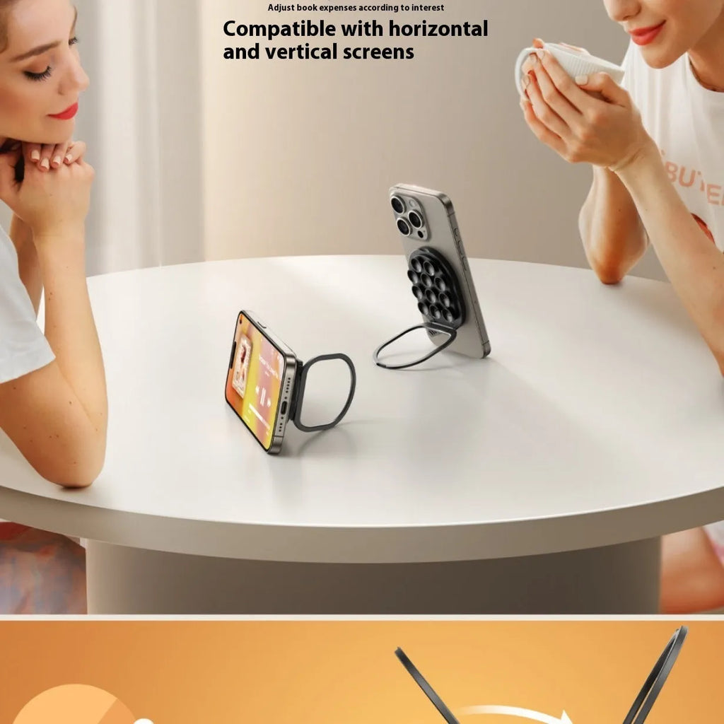 Black silica gel sucker magnetic phone holder with aluminium alloy bracket for car dashboard